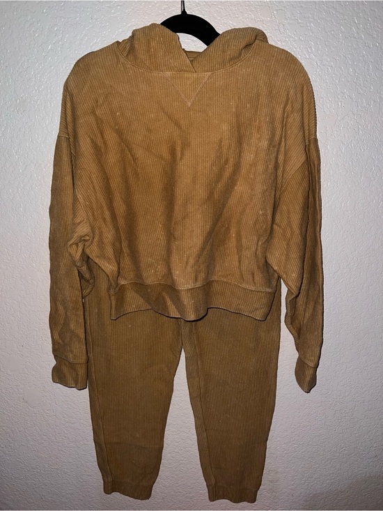 PINK Victoria's Secret Tops - PINK Victoria's Secret Corduroy Hooded Sweatshirt and Joggers Set-Camel/Tan